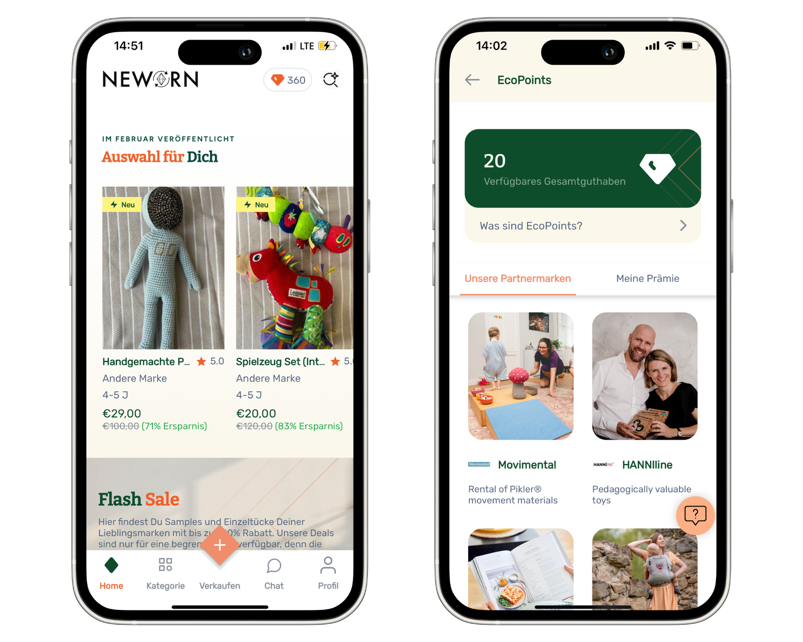 Screenshots der Neworn-App